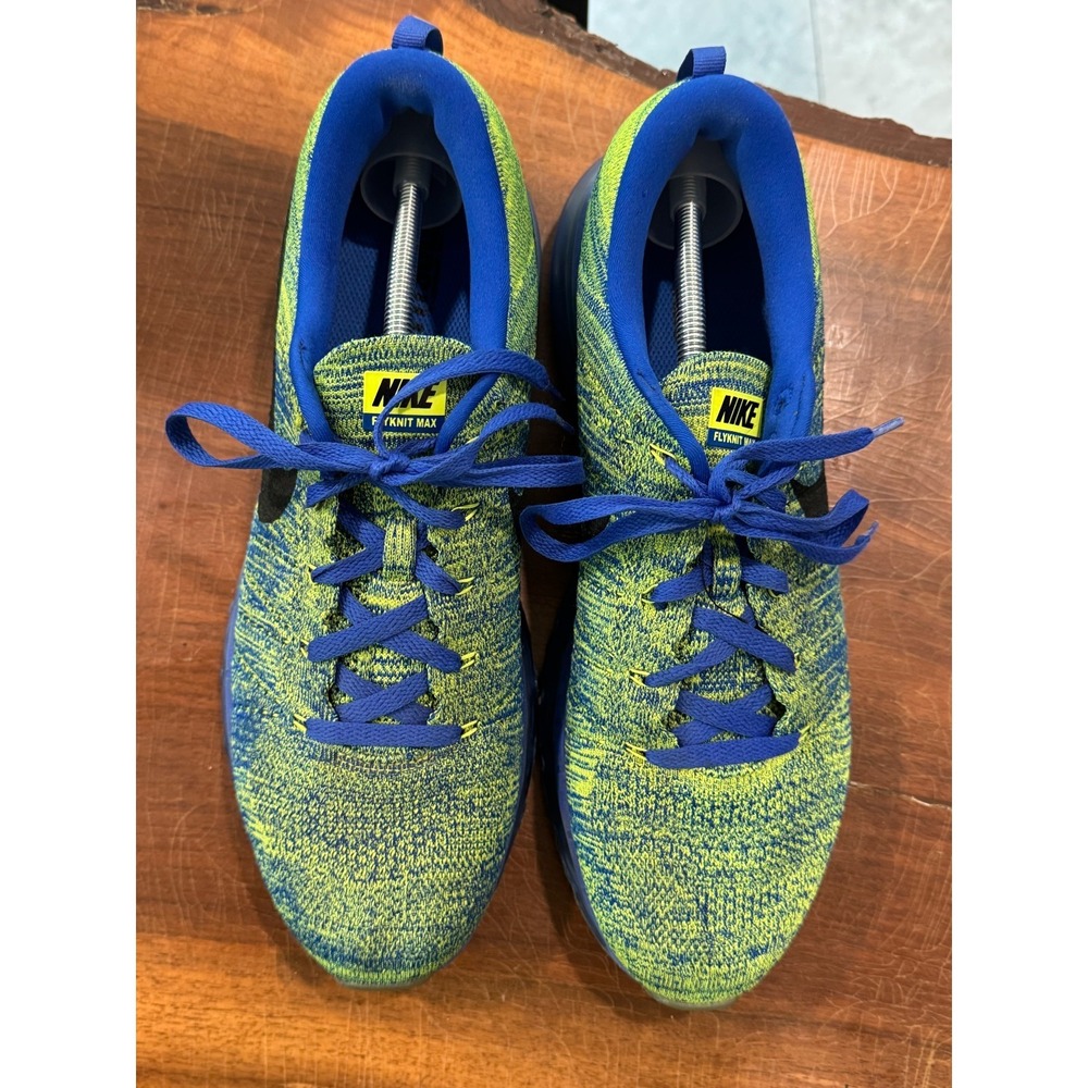Nike Flyknit Max Blue/Volt/Black Men's Size 12.5 Running Shoes Air Authenticated